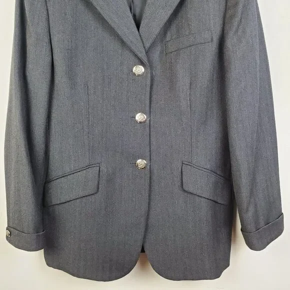 Vintage Ralph Lauren Black Herringbone Wool Blazer - Picture 8 of 14